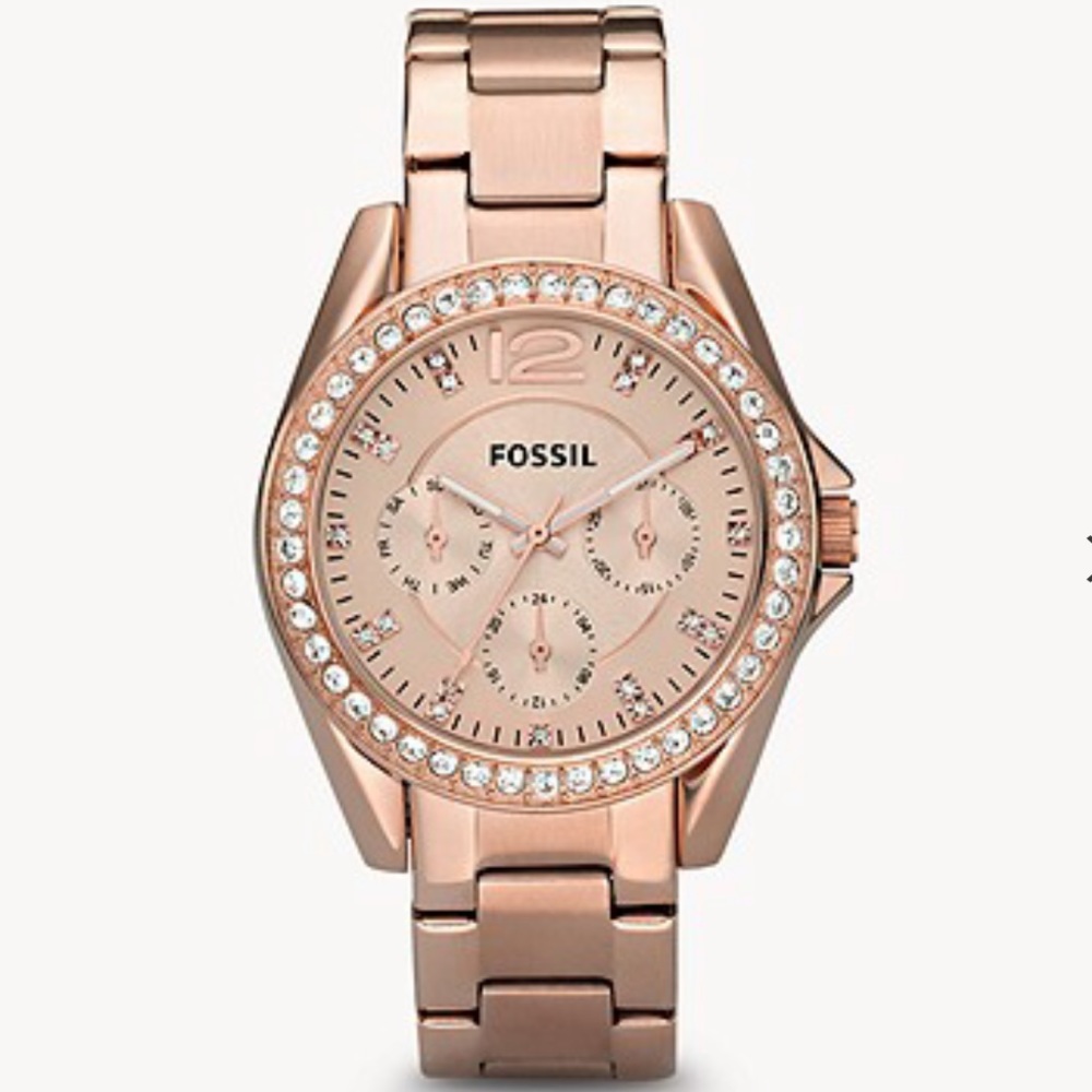 Fossil Rosegold Riley Rhinestones Women’s Watch - Picture 2 of 7